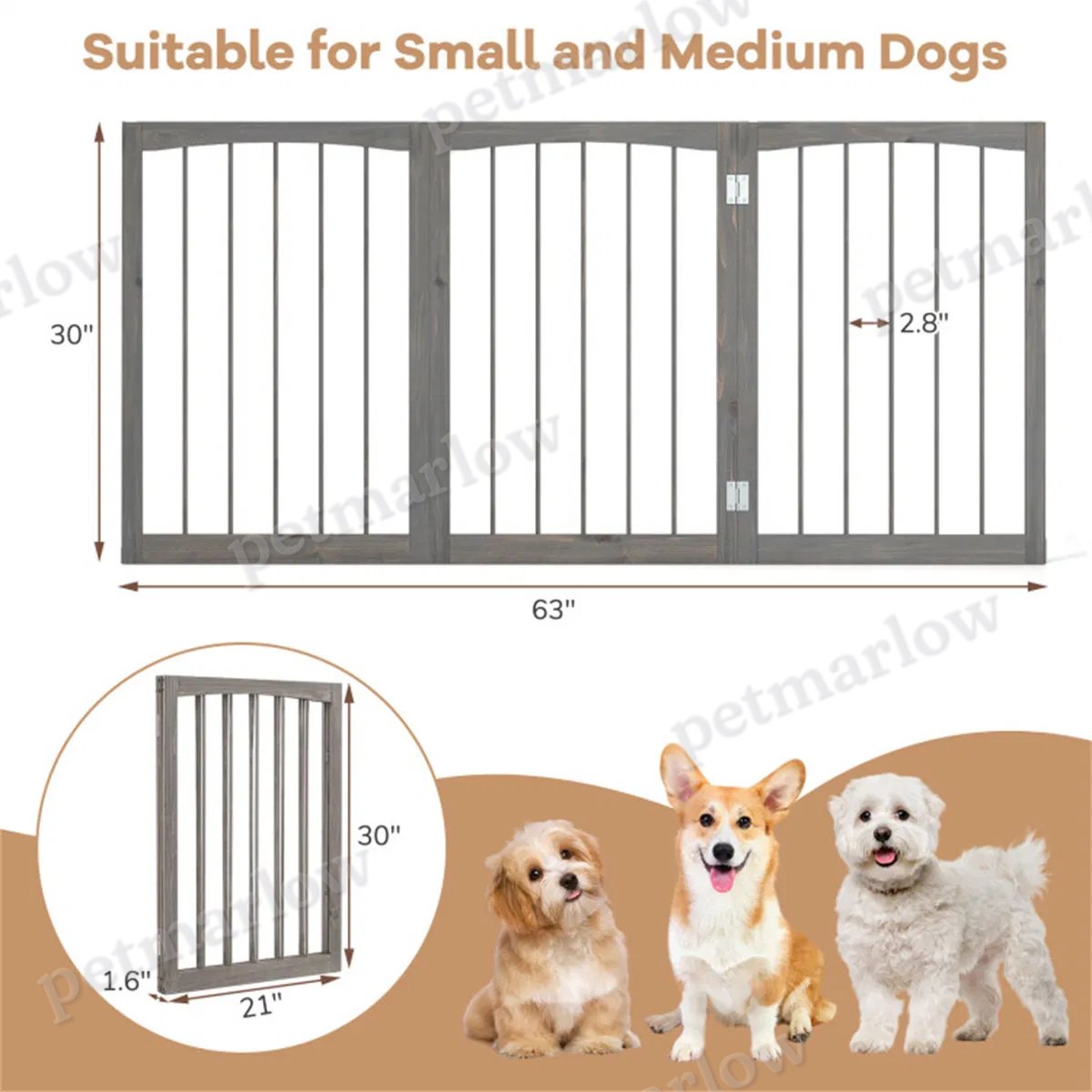 Gray Wooden Pet Fence for Dogs and Cats – view 5