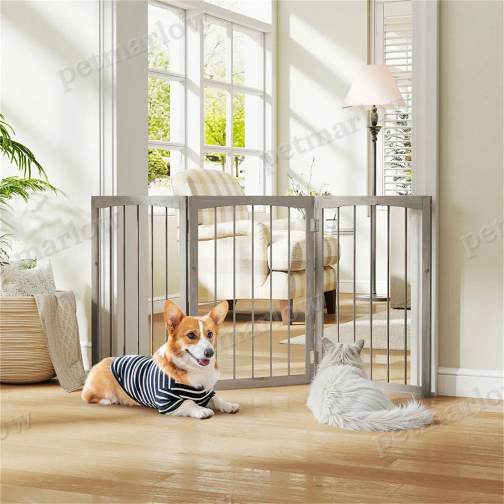 Gray Wooden Pet Fence for Dogs and Cats – view 6