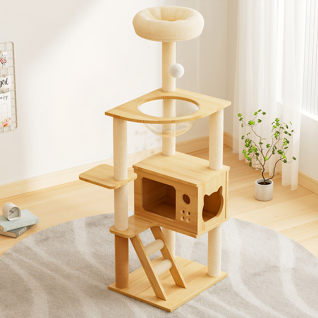 Modern Cat Tower with Scratching Posts and Perch – view 9