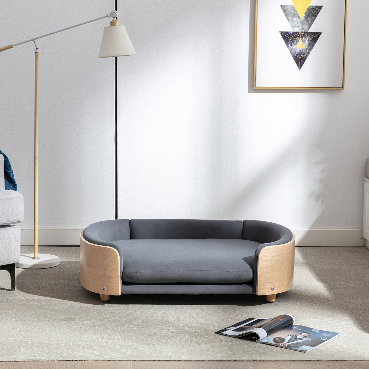 Elevated Dog Bed Sofa with Solid Wood Legs and Velvet Cushion – view 6