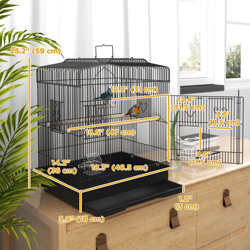 Bird Cage for Small Birds with Perches and Feeders – view 7