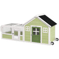 64 Inch Rabbit Hutch with Asphalt Roof and Wheels – Multi Color / 975x800x170 mm