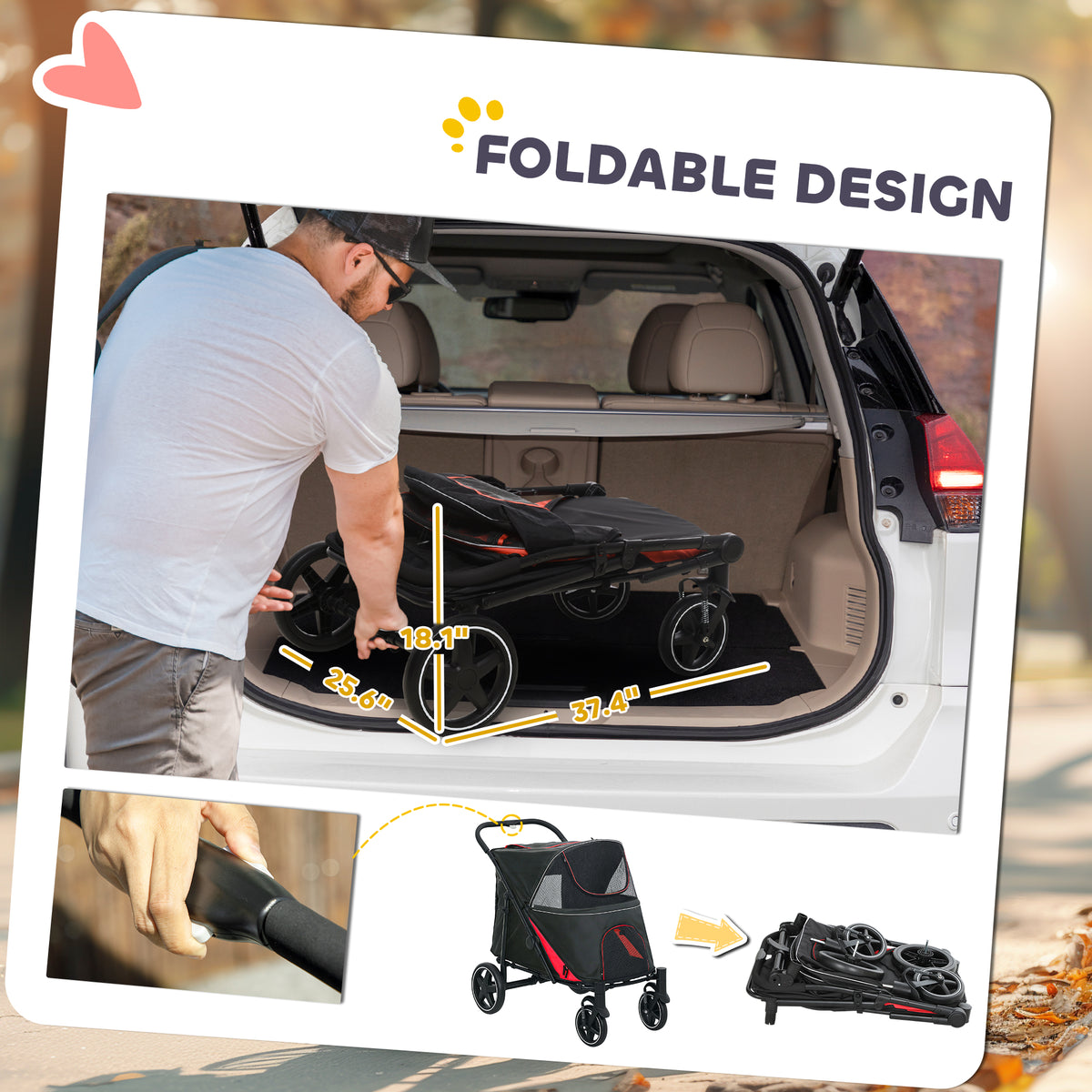 One-Click Foldable Dog Stroller for M, L Dogs – view 8