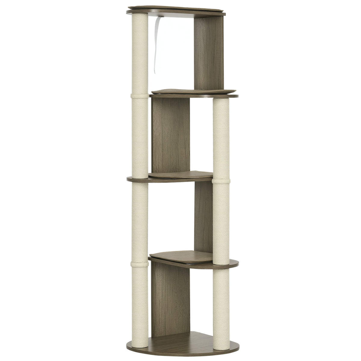 65" Corner Modern Cat Tree Tall for Climbing – Cream White / 680x560x240 mm