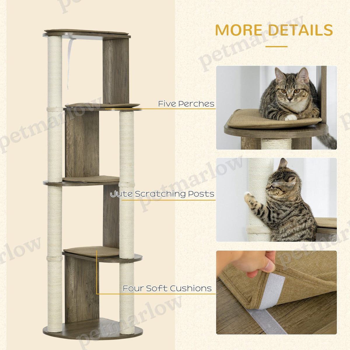 65" Corner Modern Cat Tree Tall for Climbing – view 4