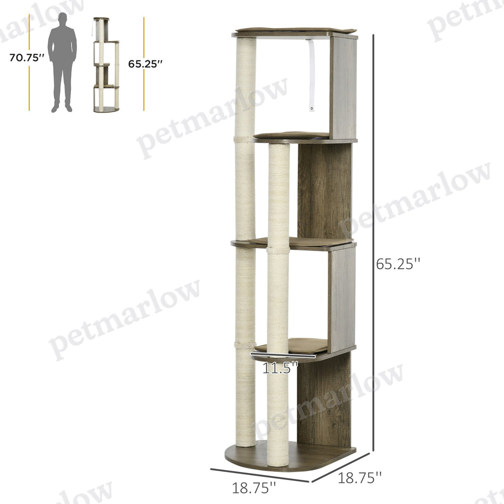 65" Corner Modern Cat Tree Tall for Climbing – view 5
