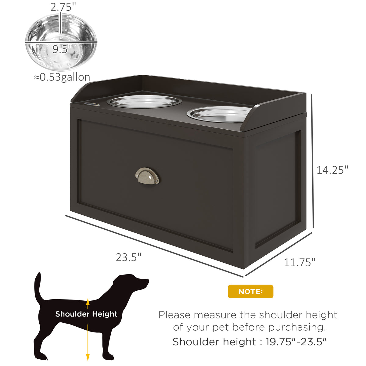 Pet Feeding Station with Elevated Bowls and Storage – view 8