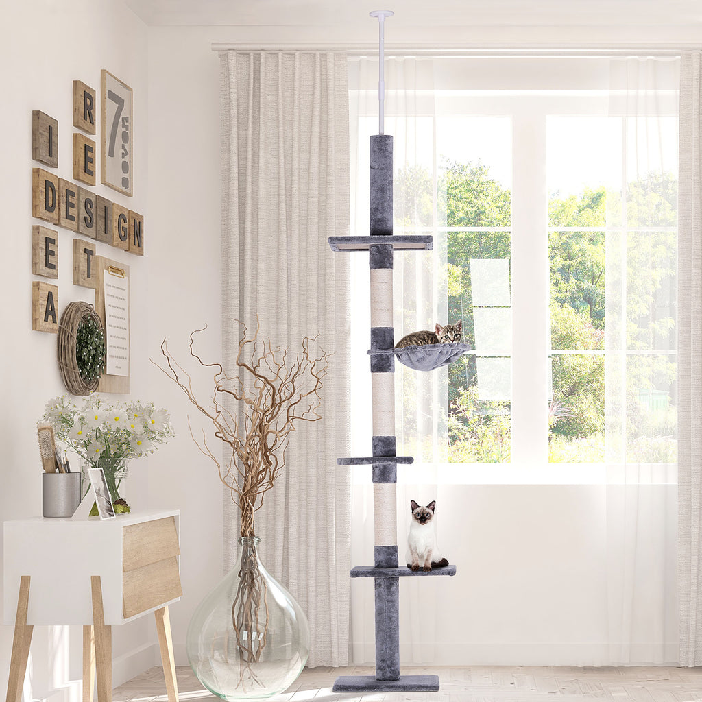 Adjustable Height Cat Tree with Scratching Posts and Hammock – view 7