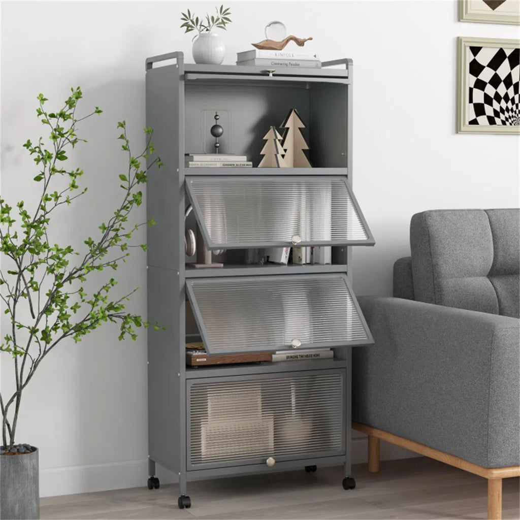 5-Tier Rolling Storage Rack with Dust-Proof Doors – view 8