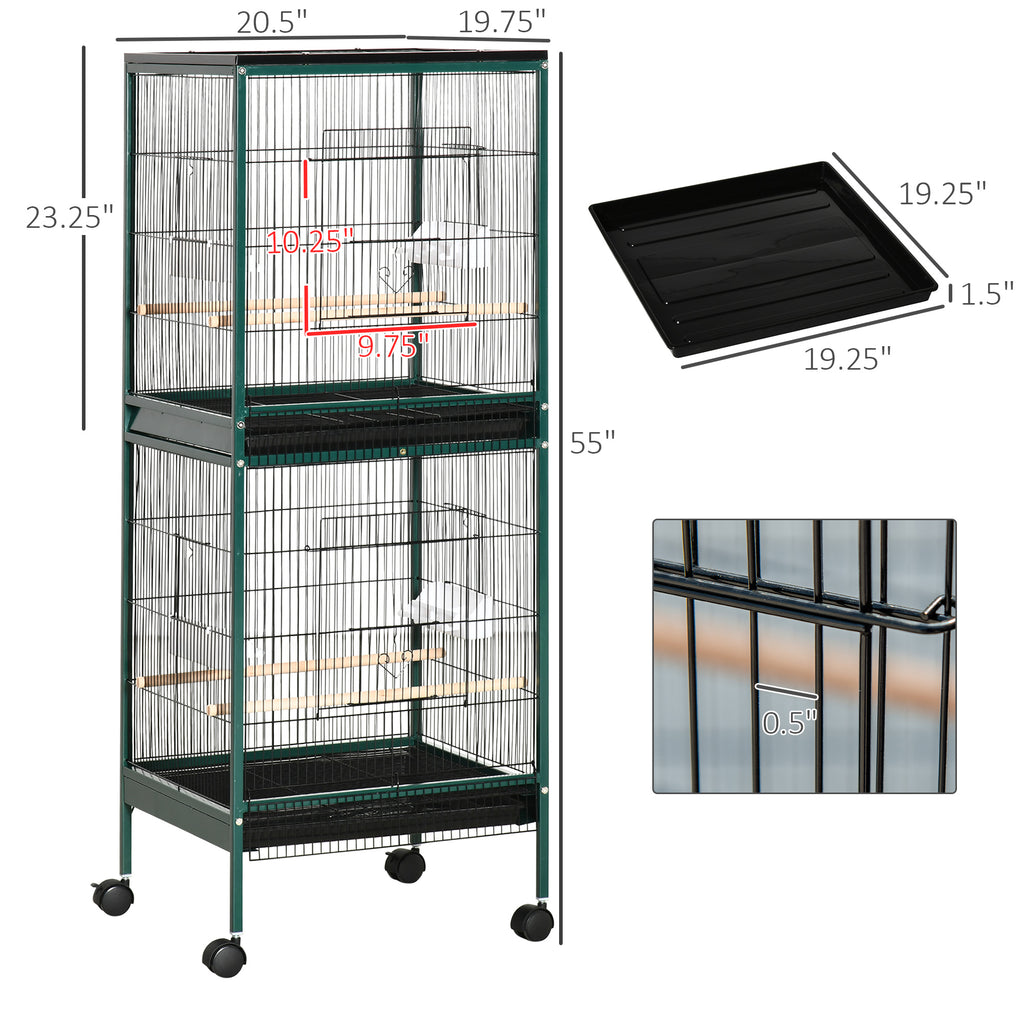 Large Indoor Bird Cage with Multi-Door Access and Wheels – view 8