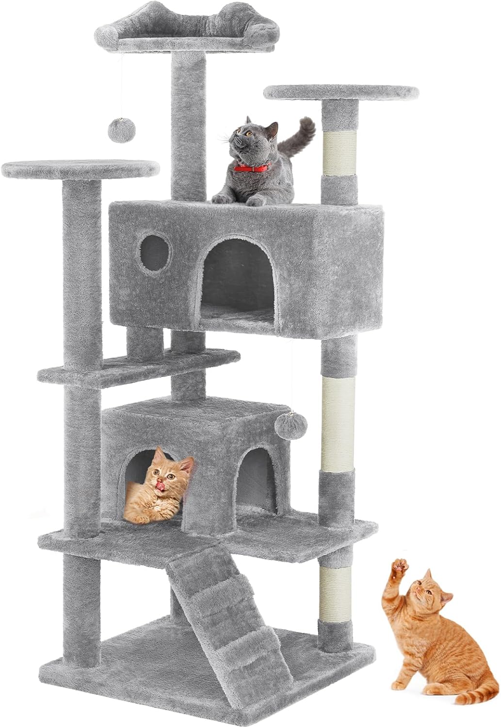 54" Cat Tree Tower with Sisal Grab Post and Toys – view 8
