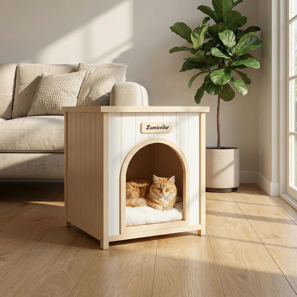 Modern Indoor Wooden Dog House with Cushion – view 10