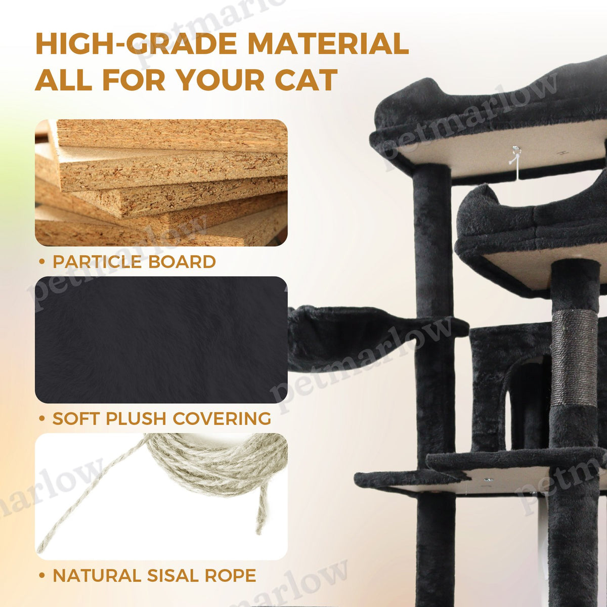 68-Inch Tall Multi-Level Cat Tree with Hammocks – view 4