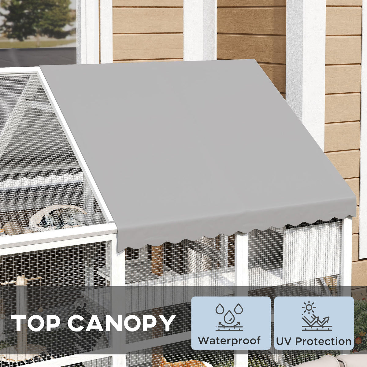 Wooden Catio Outdoor Cat Enclosure for Cats with Waterproof Cover – view 8