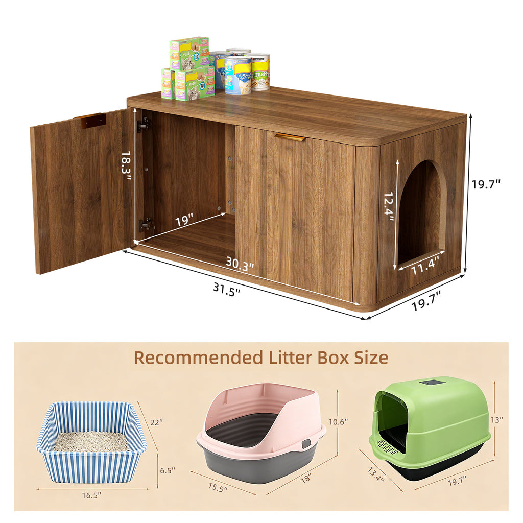 Walnut Cat Litter Box Enclosure Furniture – view 11