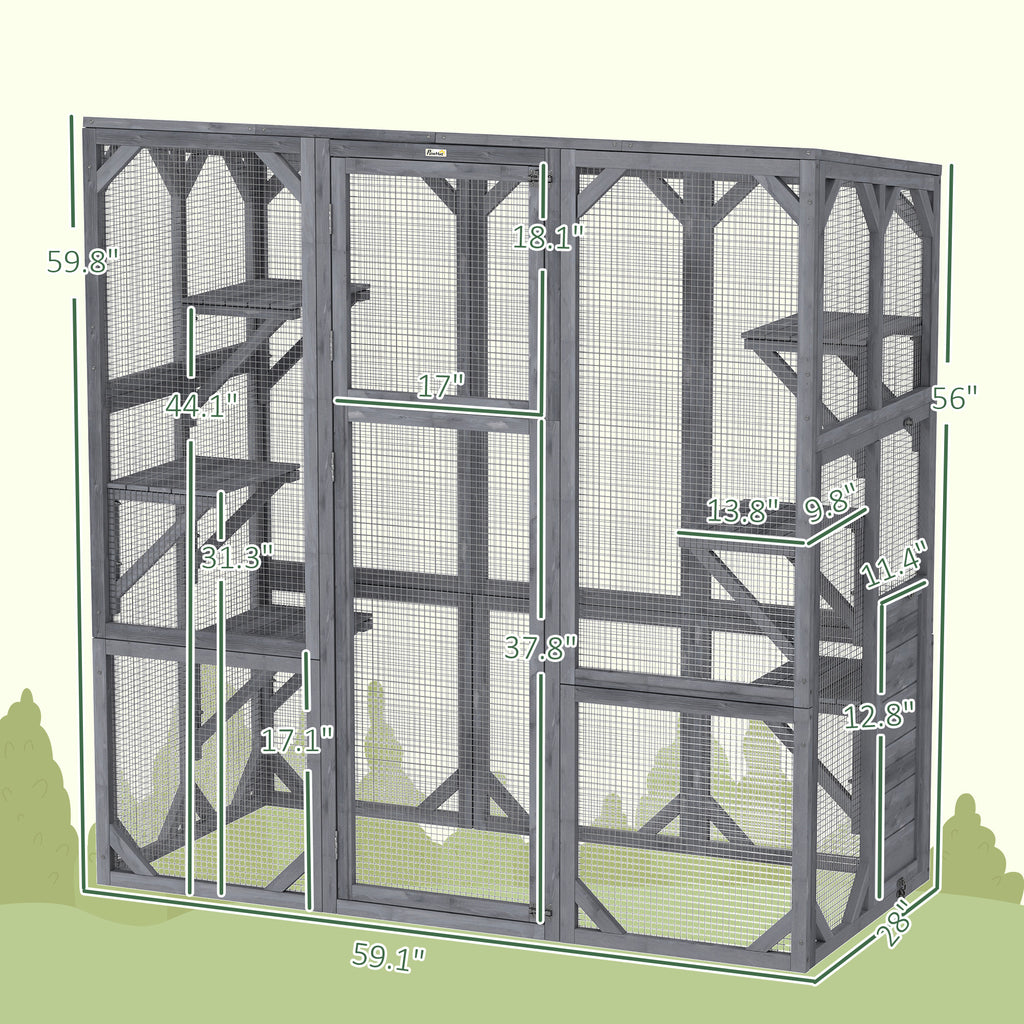 Large Wooden Catio Outdoor for 1-3 Cats – view 7