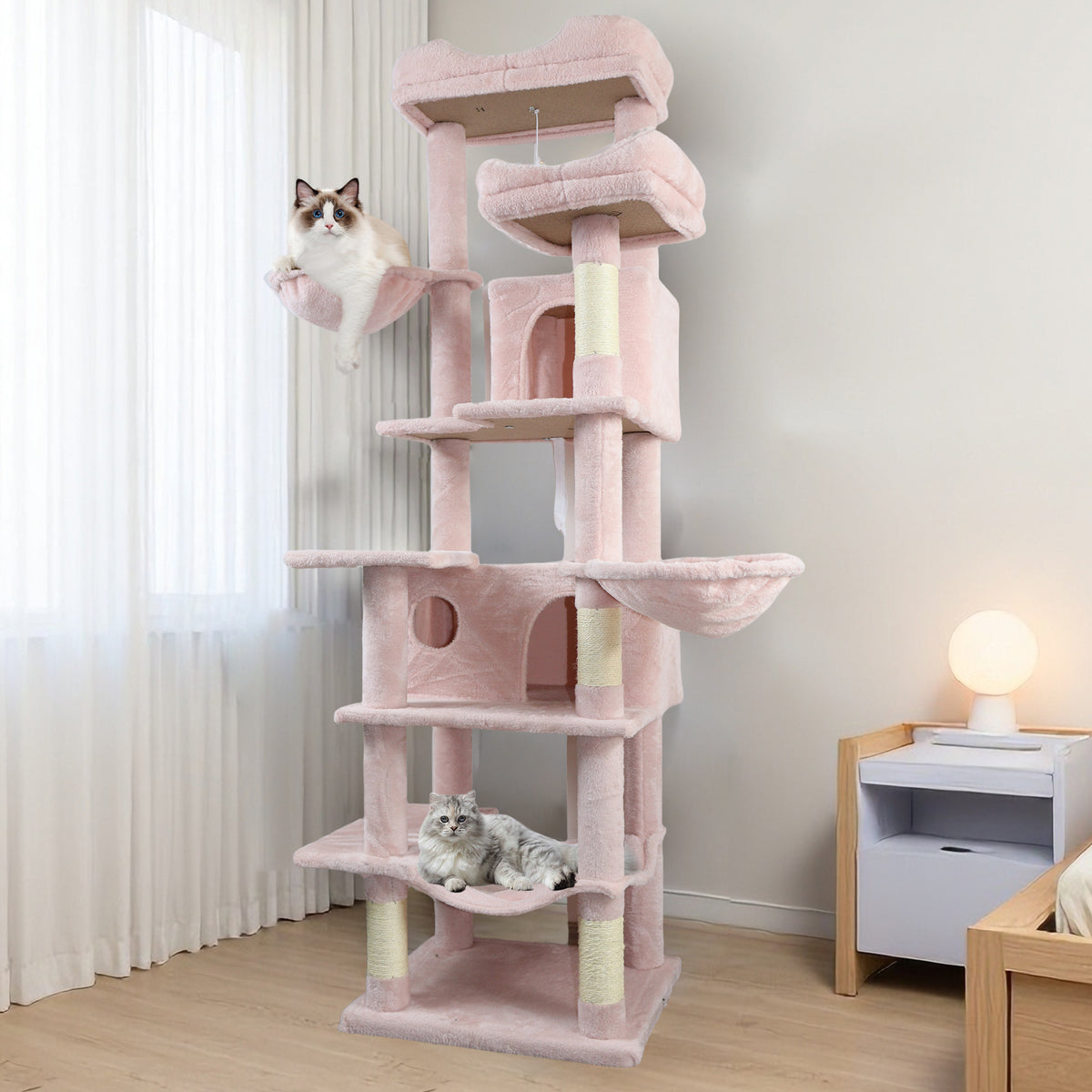 68in Tall Multi-Level Cat Tree with Hammocks