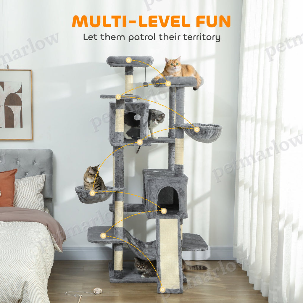 69" Multi-Level Cat Tree with Condos and Hammocks – view 4