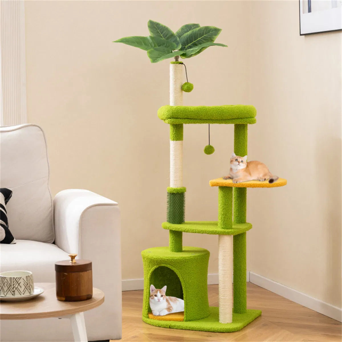 48" Cat Tree with Tropical Leaves for Play and Relaxation – view 8