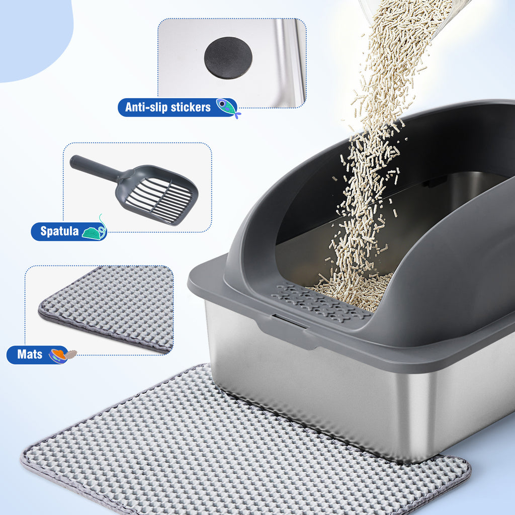 Stainless Steel Cat Litter Box With Lid For Large Cats – view 14
