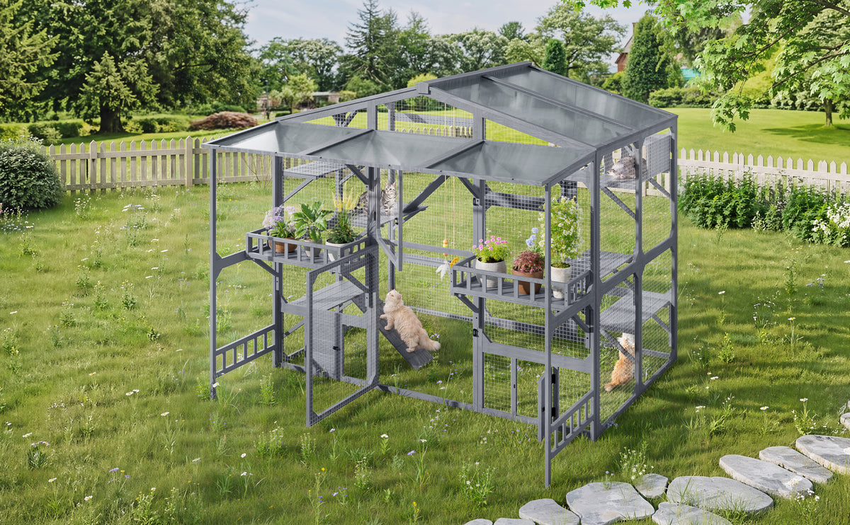 Large Outdoor Catio for Cats with Climbing Features – view 12