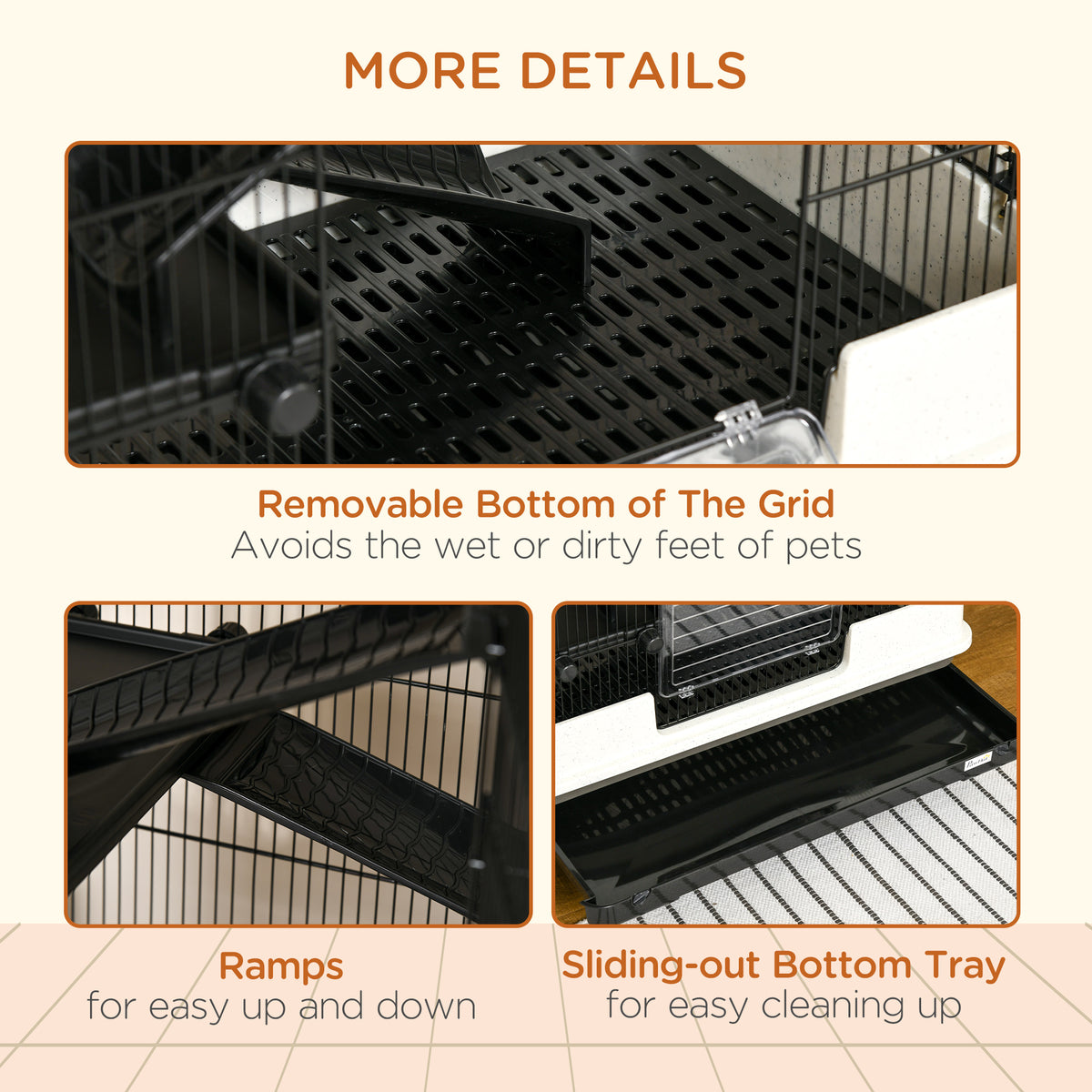 6-Tier Rolling Rabbit Cage with Large Living Space – view 8