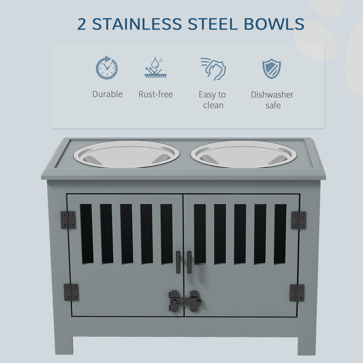 Dog Food Storage Cabinet with Bowls and Feeding Station – view 8