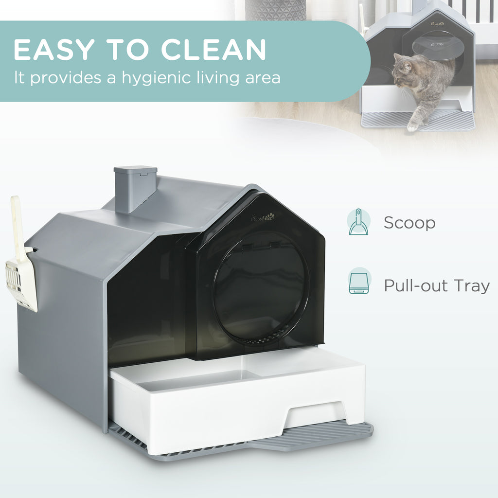 Hooded Cat Litter Box with Easy Clean Drawer – view 8