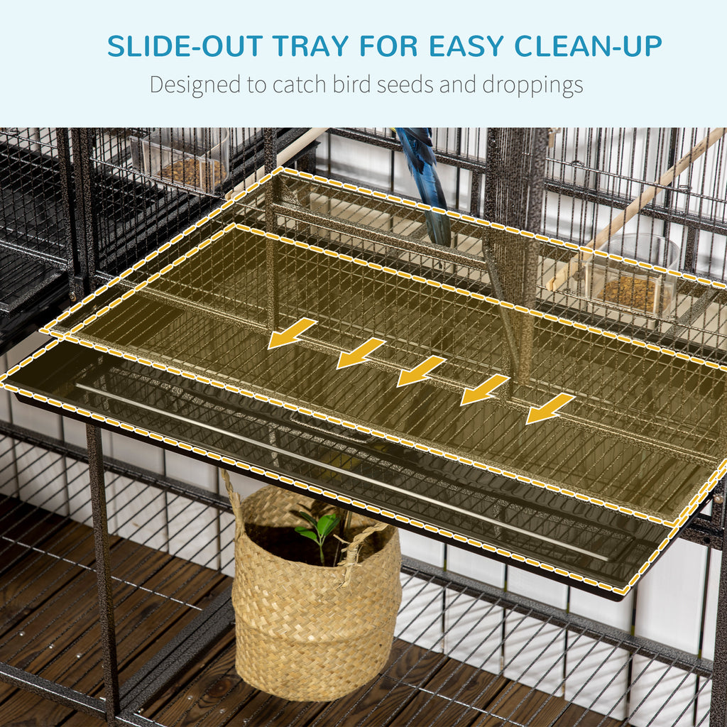 Rolling Bird Cage with Storage Shelf for Small to Medium Birds – view 8