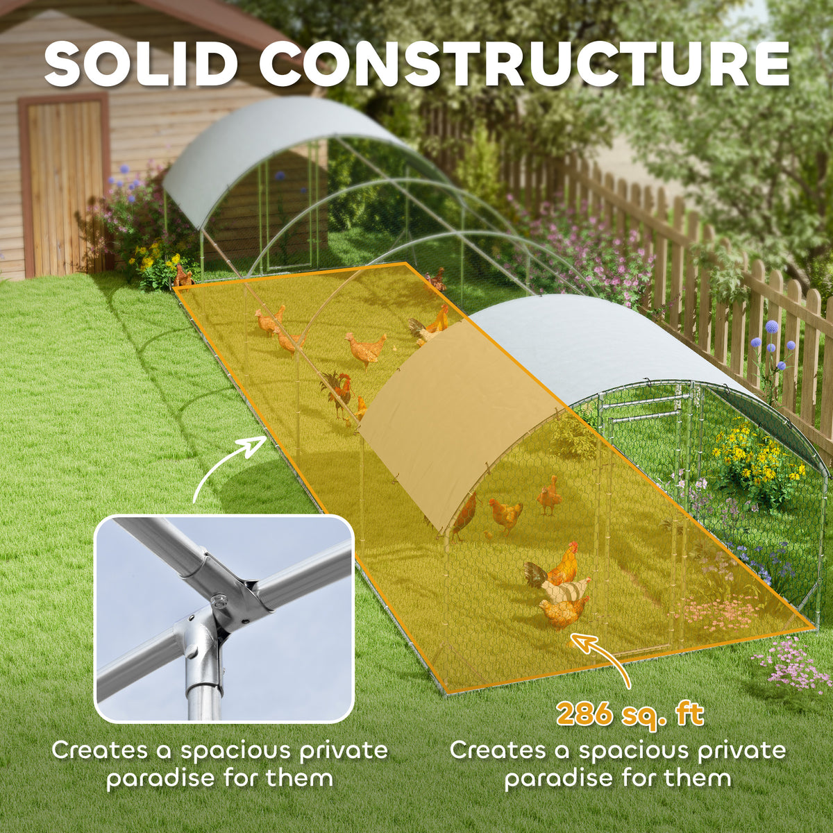 Large Metal Chicken Coop with Waterproof Cover for Small Animals – view 9
