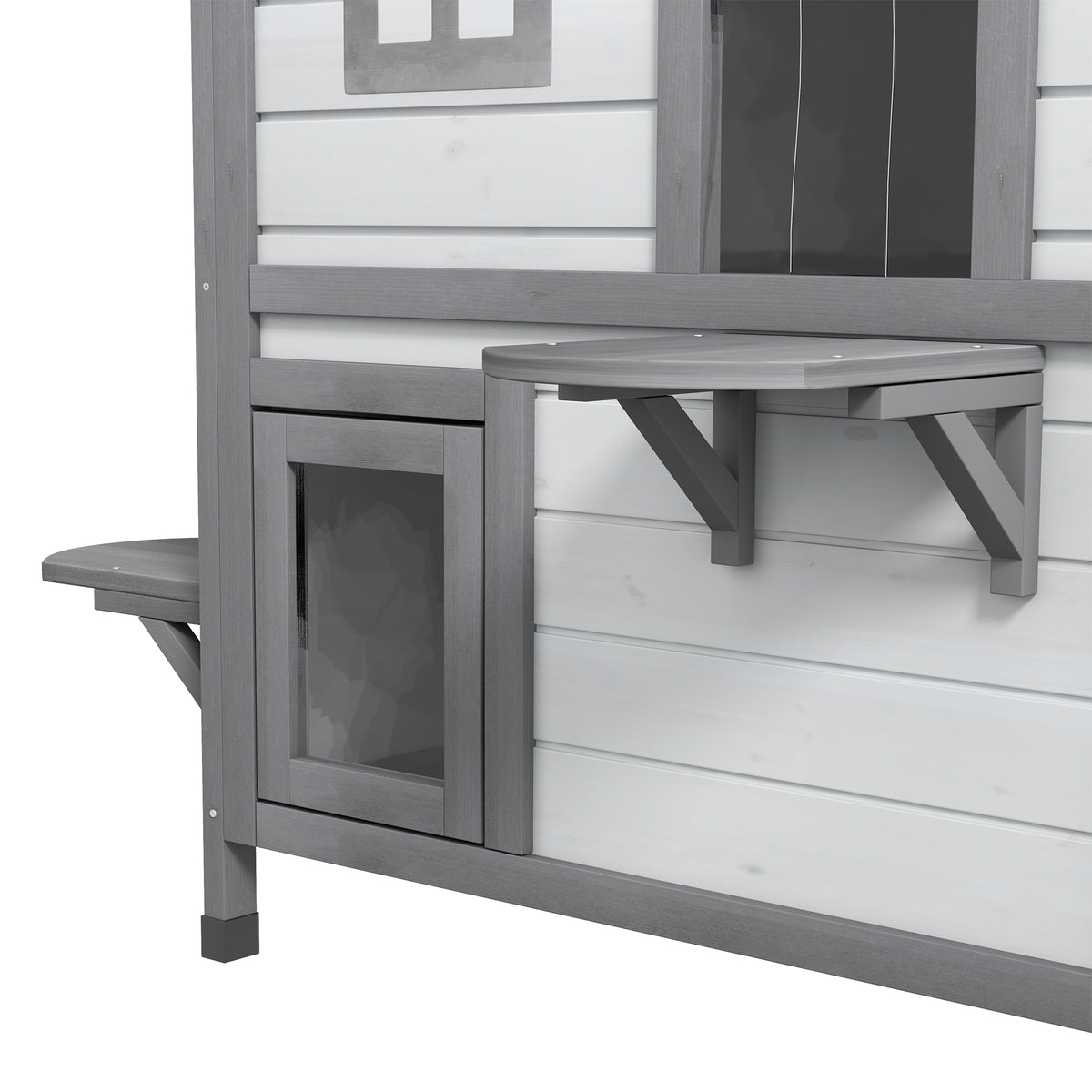 Wooden 2-Story Outdoor Cat House With Multiple Entrances – view 9