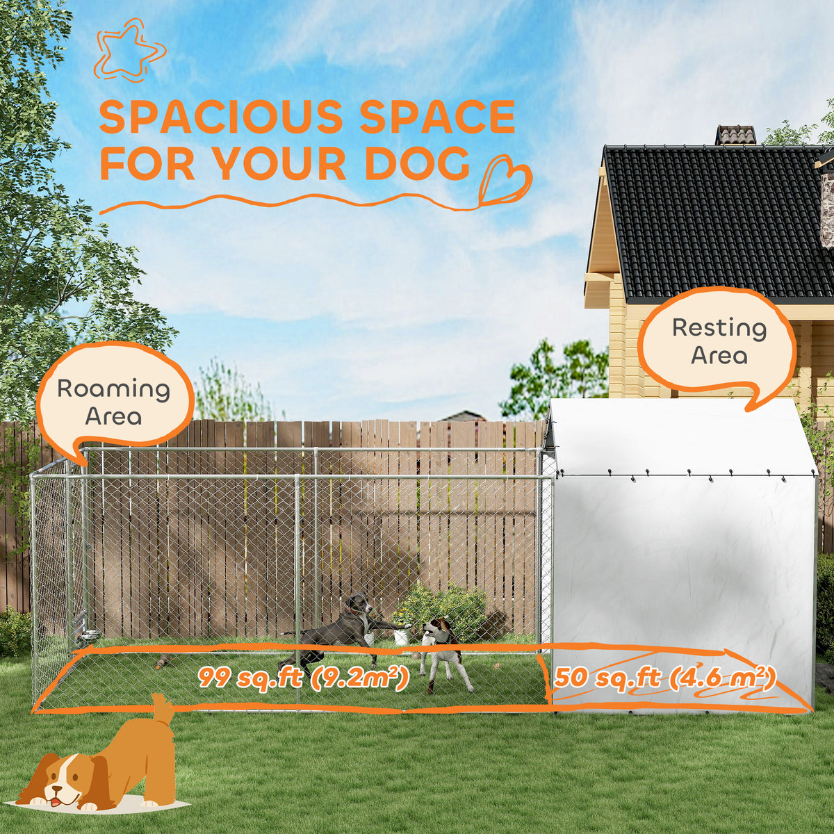 Galvanized Chain Link Large Outdoor Dog Kennel – view 7
