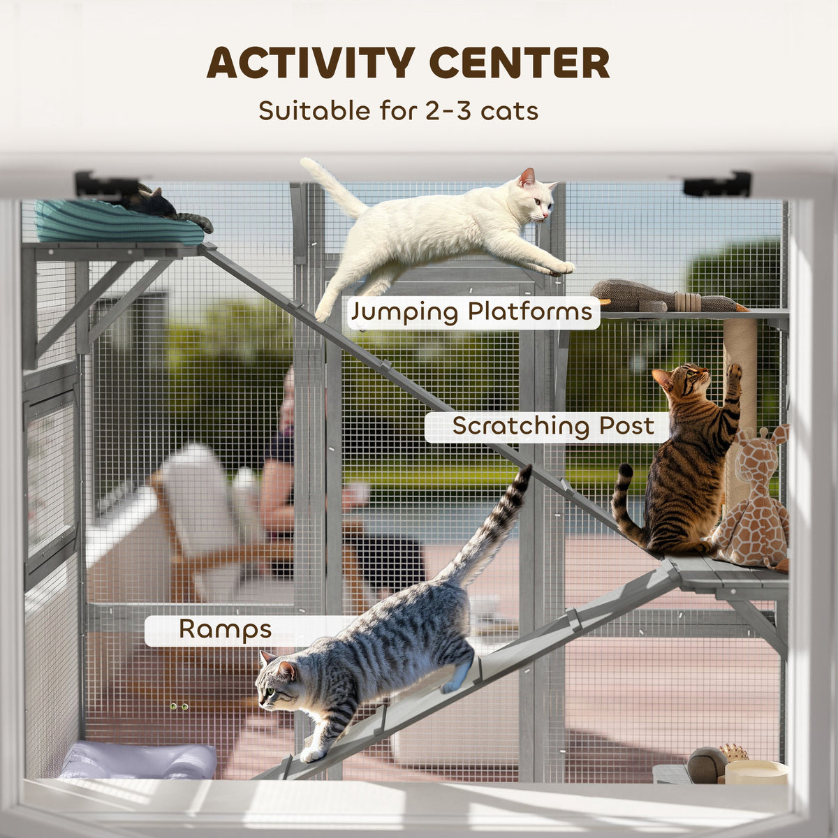 Large Outdoor Catio Cat Enclosure with Platforms – view 9