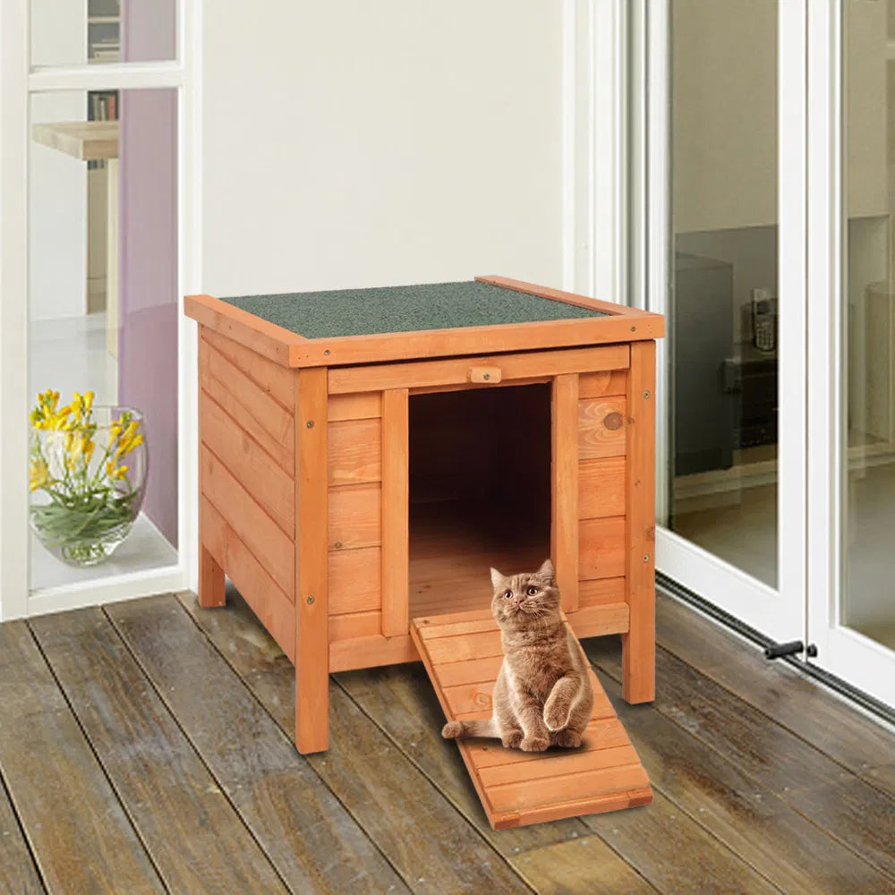 Cedar Wood Hutch with Waterproof Asphalt Roof for Small Pets – view 13