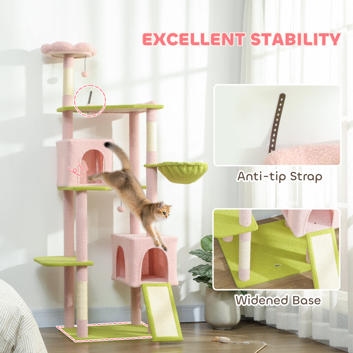 Flower Cat Tree with Scratching Post, Large Cat Tower – view 8