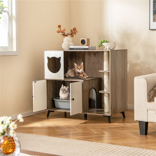 Cat Litter Box with Scratching Post and Play Area – view 9