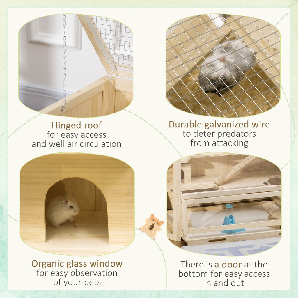Wooden Hamster Cage with 3 Tiers and Activity Center – view 7