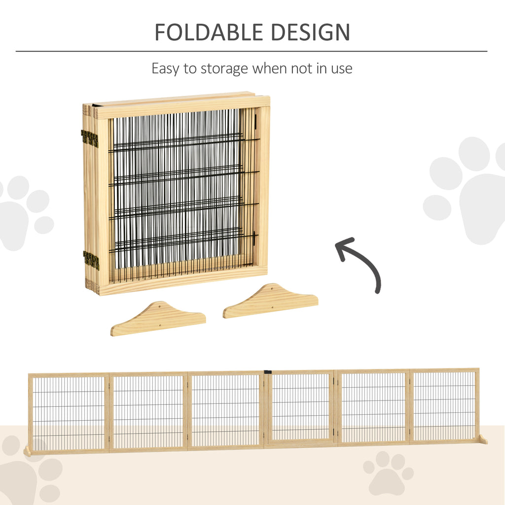 Wooden Pet Gate - 6-Panel Folding Safety Barrier – view 9