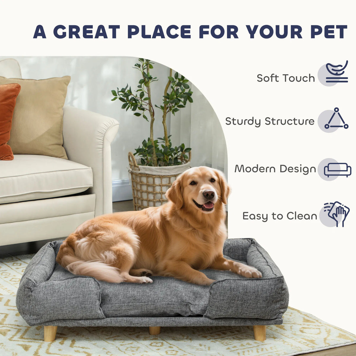 Washable Elevated Dog Sofa for Large Pets – view 7