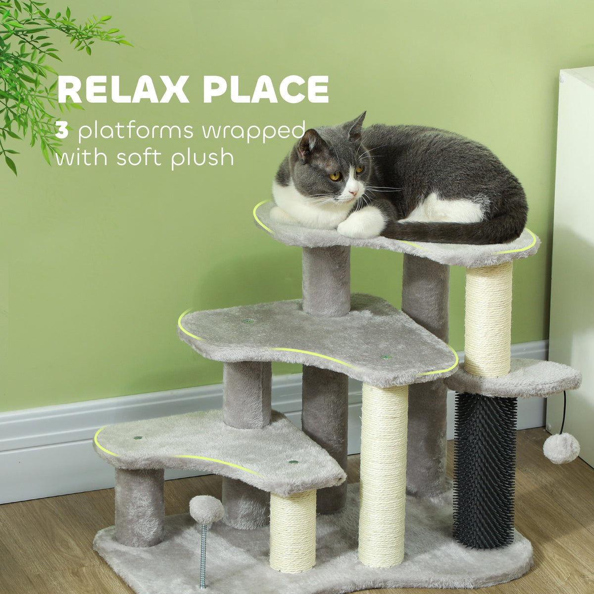 2 in 1 Cat Tree Tower and Stairs with Scratching Posts – view 9