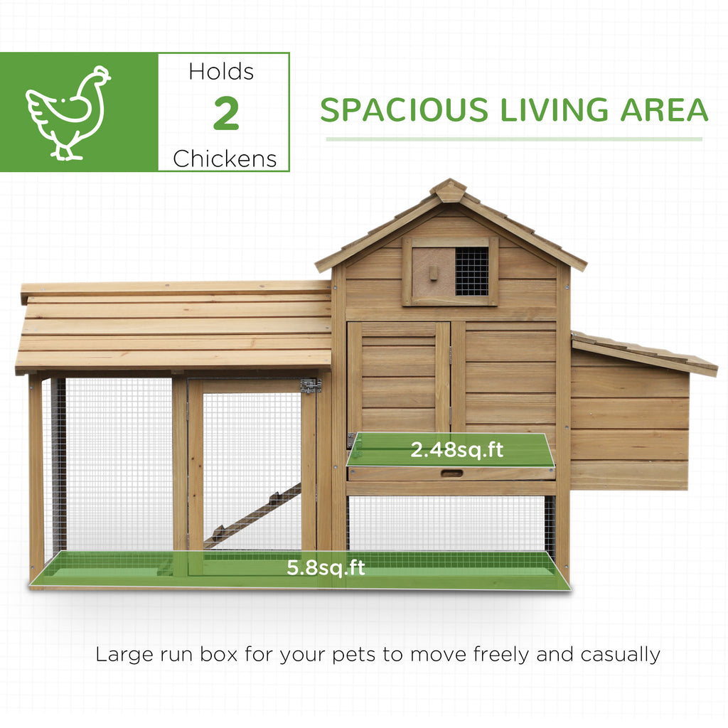 Wooden Chicken Coop with Nesting Box and Removable Tray – view 8