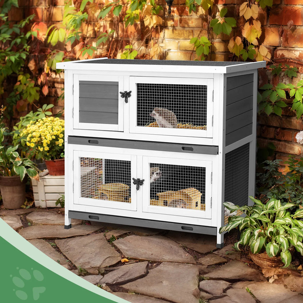 2 Story Solid Wood Rabbit Hutch for Small Animals – view 10