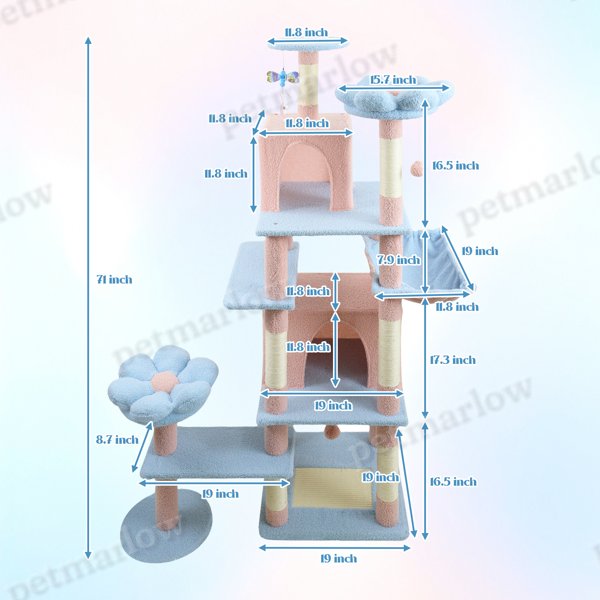 71 Inch Flower Cat Tree With Large Condo – view 5