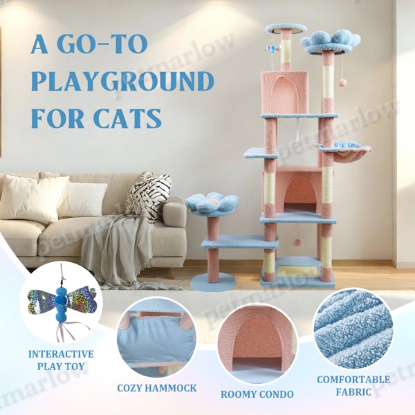71 Inch Flower Cat Tree With Large Condo – view 6