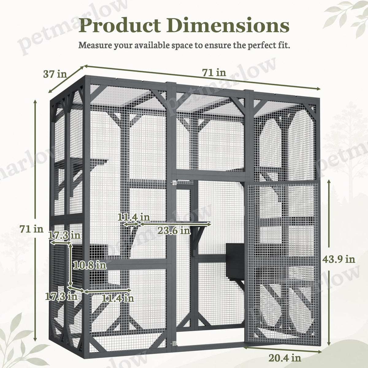 71" Outdoor Cat Enclosure with Waterproof Roof – view 5