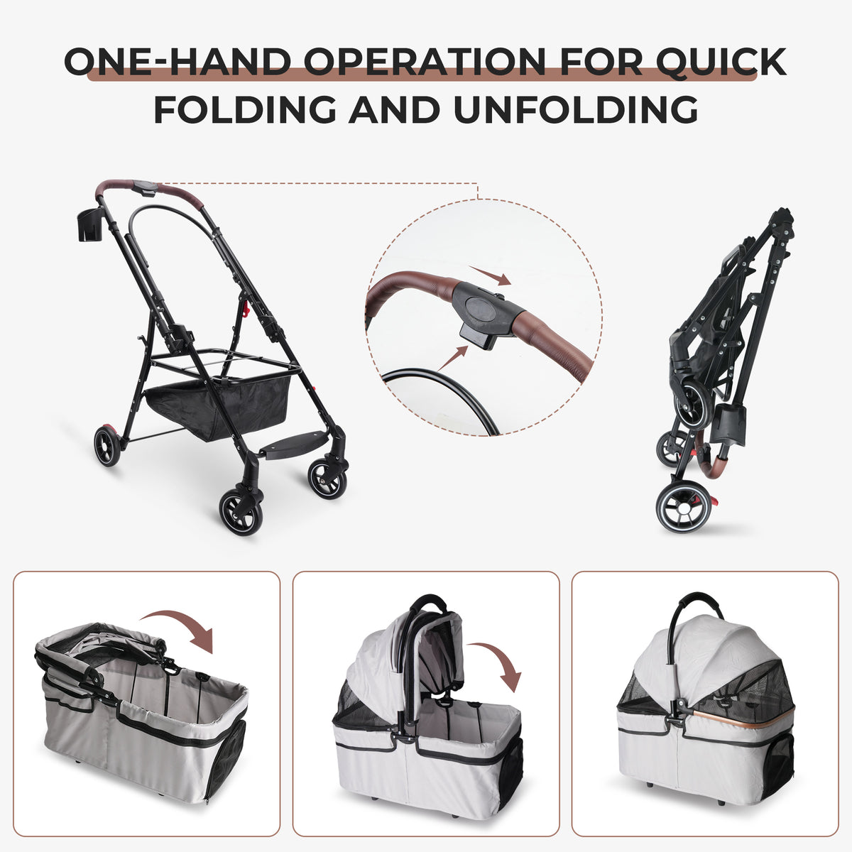 Foldable Pet Stroller For Small Dogs & Cats – view 9