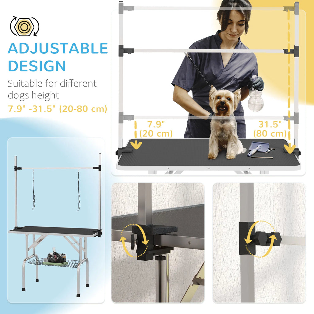 Adjustable Dog Grooming Table with Safety Slings and Storage – view 7