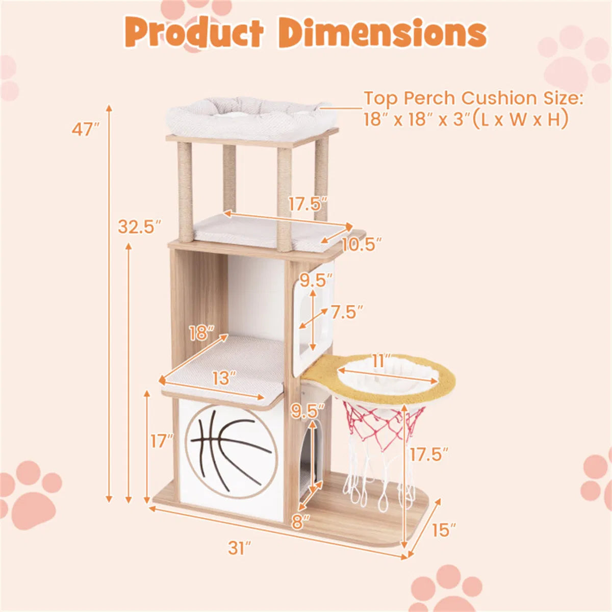 47 Inches Wooden Cat Condo – view 8