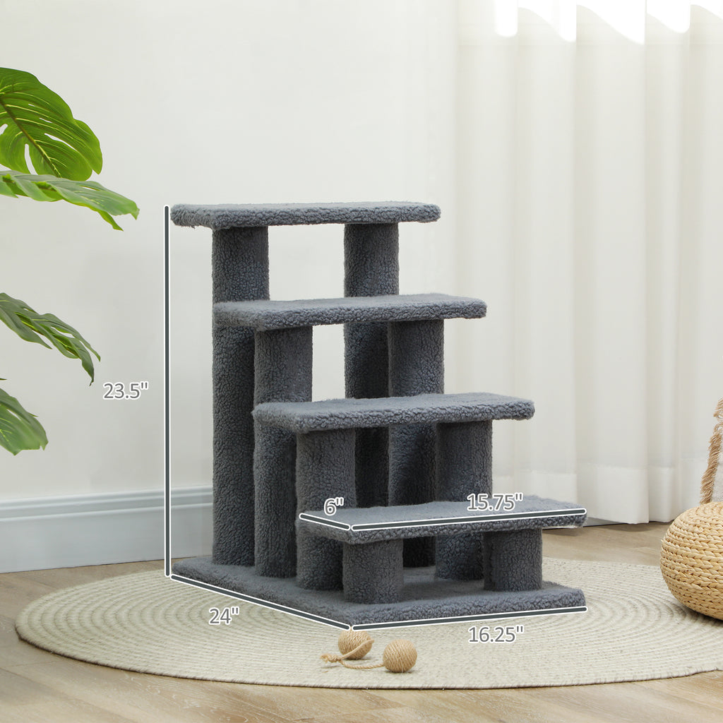4-Step Carpeted Cat Scratching Post for Easy Access – view 7