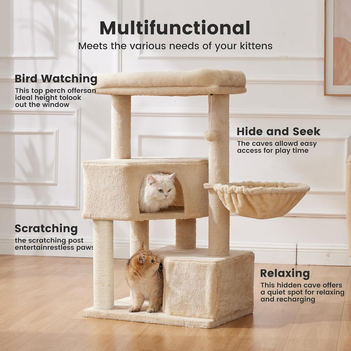 Large Cat Tree with Washable Perch for Medium to Large Cats – view 8